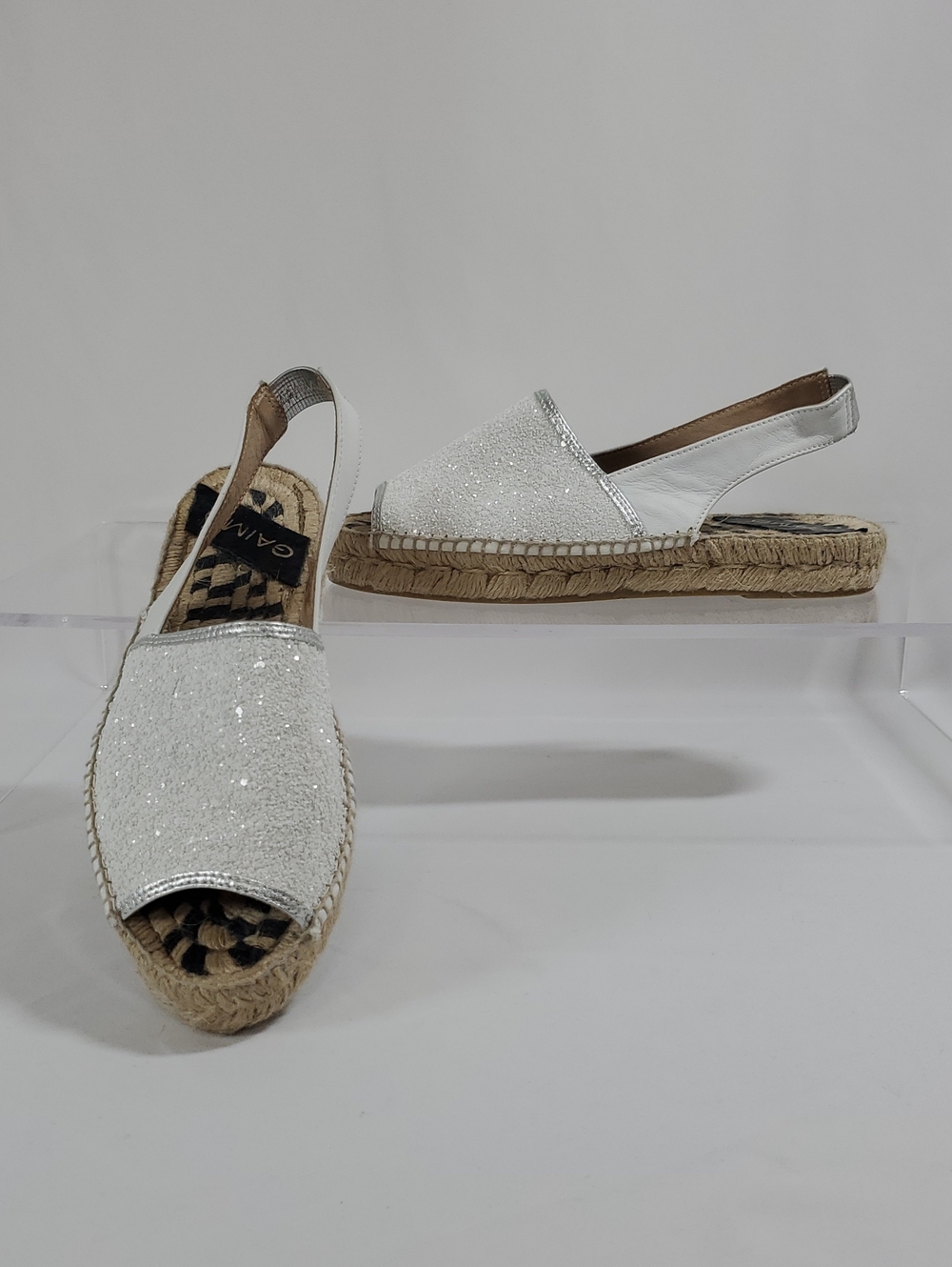 Gaimo Woman's Glitter slslingback Espadrilles ~ White